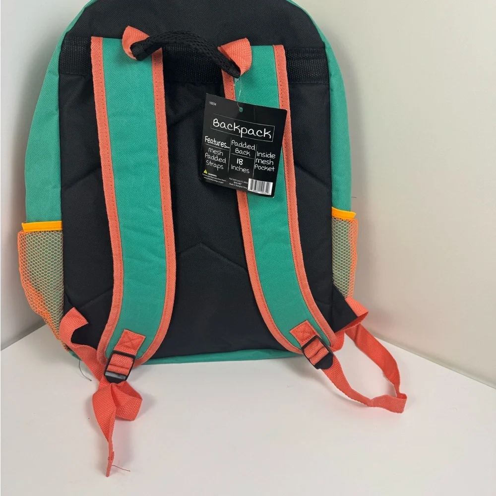 Vibrant‎ Green and Orange Backpack with Classic Design